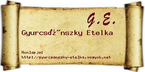 Gyurcsánszky Etelka névjegykártya